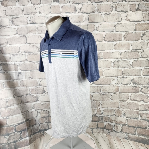 Travis Mathew Polo Shirt Chillie Willies Heather Gray Navy Size Large - Picture 8 of 15